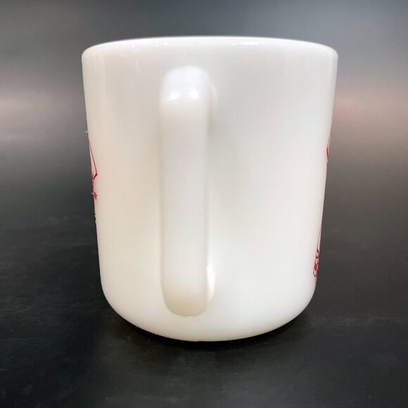 Tom & Jerry Auld Milk Glass Mug Hazel Atlas Christmas Red Graphics Candle - Picture 3 of 6